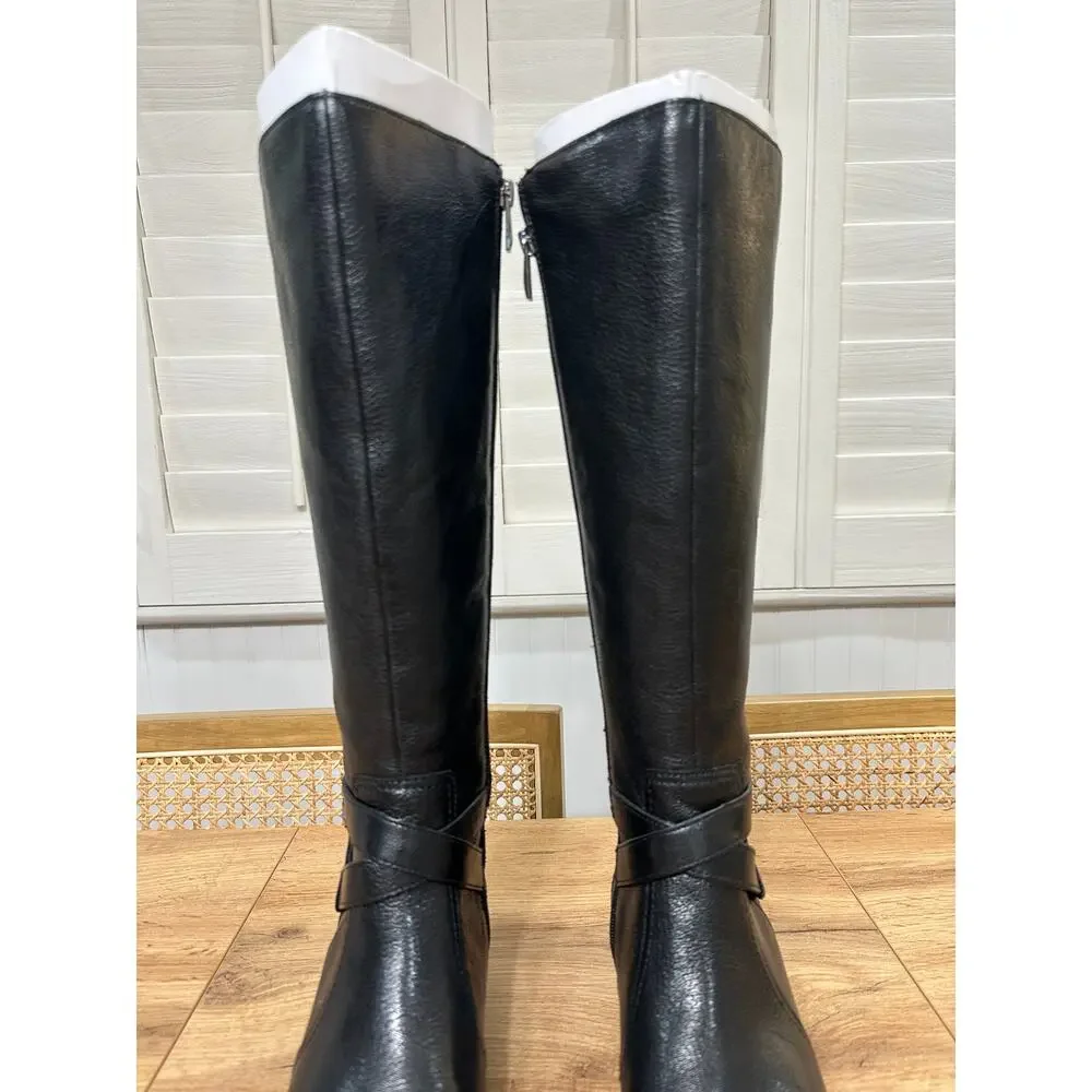 Naturalizer Rena 2 Riding Boots Knee High Black Leather Size 9.5 NIB Sleek Comfy